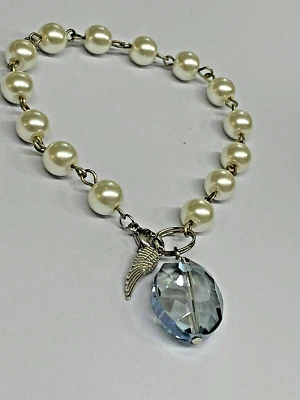 Lt синий LG кристалл серебра жемчуг четки ссылка браслет застежка ювелирных изделий новый 20% скидка - Изображение 1 из 4