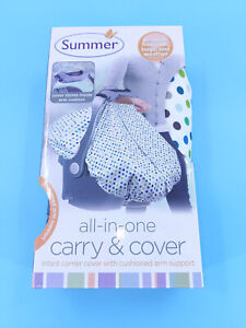Summer All In One Carry & Cover Infant Baby Carrier Cover Polka Dot Green & Blue