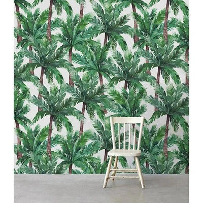 Tropical Palm Tree Exotic Non-Woven wallpaper watercolor abstract painting Home - Image 1 of 4
