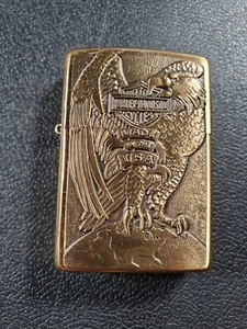 RARE 2001 Vintage Harley Davidson Eagle on Globe Brass Zippo Lighter Unstruck - Picture 1 of 8