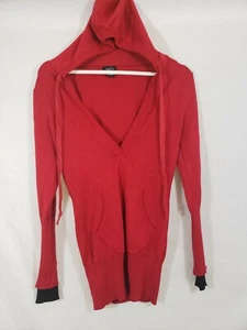 Rue 21 Layered Look Hooded Pullover Sweater Size S Red Black - Picture 1 of 5