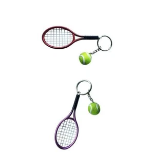 2pcs Mini Tennis Racket and Ball Keychain Car Keychain Bag Handbag Pendant - Picture 1 of 12