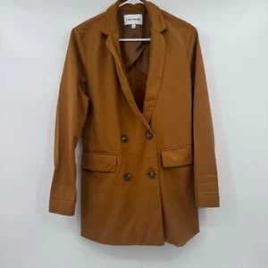 Elizabeth James Coat Women Small Camel Brown Blazer Office Career Double Breast - Picture 1 of 11