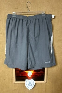 saucony men’s gray white athletic shorts 2XL pocket brief liner elastic waist Ph - Picture 1 of 6