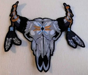 Buffalo Bison Patch Feather Patch Buffalo Feather Native American Western Back Patch - Picture 1 of 1