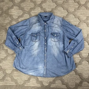 Torrid Shirt Womens Size 3 Blue Taylor Medium Wash Denim Button Up *READ* - Picture 1 of 13