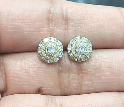 DEAL! 0.35CT NATURAL DIAMOND CLUSTER ROUND STUDS EARRINGS 10K GOLD 8.50MM - Image 1 of 4