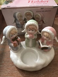 Snow Angels Tealight Holder Ceramic/ W Box - Picture 1 of 4