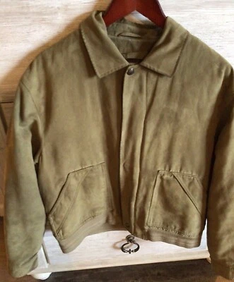 VTG London Fog Men's Large Faux Suede Beige Bomber Jacket w/zip liner - Image 1 of 4