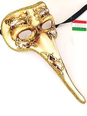 GOLD CREME MUSIC VENETIAN MARDI GRAS NOSE MASK MASQUERADE COSTUME PARTY MASKS - Image 1 of 2