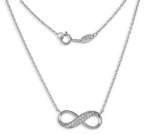 Infinity Collier 43cm 925'er Silber rhodiniert mit Zirkonias Unendlichkeit x434 - Picture 1 of 7