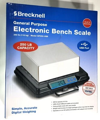 Báscula postal digital Brecknell, 250 lb. Capacidad (GP250) AC/Batería Conexión USB Foto 1 de 4