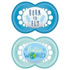 MAM Original Silicone Orthodontic Soothers/Pacifier 6m+ Born To Fly/Hello World