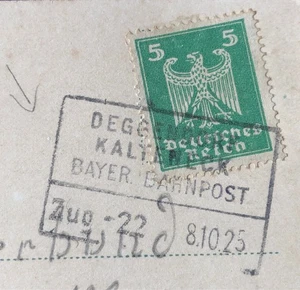 Bayern Bahnpost-Stempel Deggendorf-Kalteneck Kastenstl Zug 22 8.10.25 Saldenburg - Picture 1 of 3