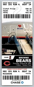 8/30/2007 Cleveland Browns @ Chicago Bears NFL Preseason Ticket Stub - Picture 1 of 2
