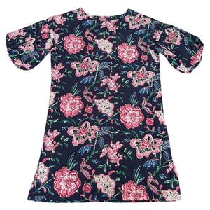 Fitzroy & Willa NWT Floral Print Soleil Dress Navy Balloon Sleeve Cotton Size S - Picture 1 of 12