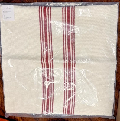 NEW Pottery Barn Culver Reversible Stripe Pillow Cover | 20" SQ Red Stripes NWT - Image 1 of 4