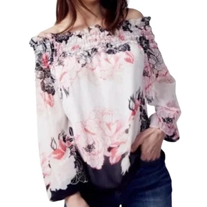 Camicetta WHBM White House Black Market floreale spalle scoperte taglia L - Foto 1 di 8