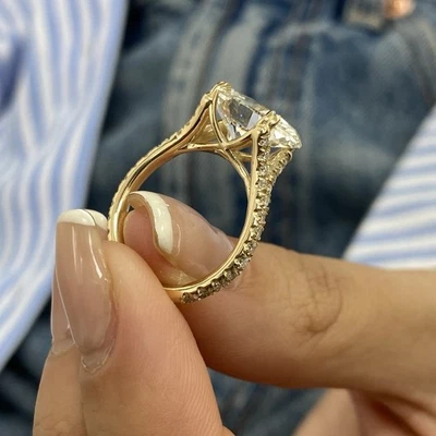 Anillo de diamantes certificado IGI E VS1 marquesa 3,45 quilates este oeste creado en laboratorio oro de 18 quilates Y Foto 1 de 4