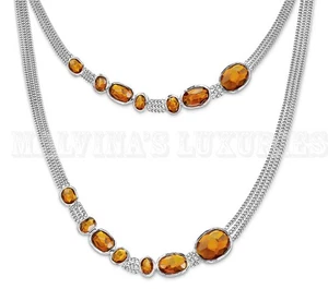 GUCCI NECKLACE RAINDROP COLLECTION STERLING SILVER ORANGE STONES $1,460 - Picture 1 of 5