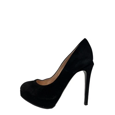 FENDI Black Suede 'Sophie Decollete' Logo Pumps Platform Heels Size 35.5 US 5.5 - Image 1 of 4