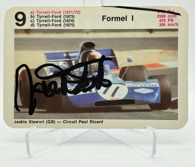 F1, JACKIE STEWART 3X FORMULA 1 WORLD CHAMPION SIGNED VINTAGE TRADING CARD - Image 1 of 2