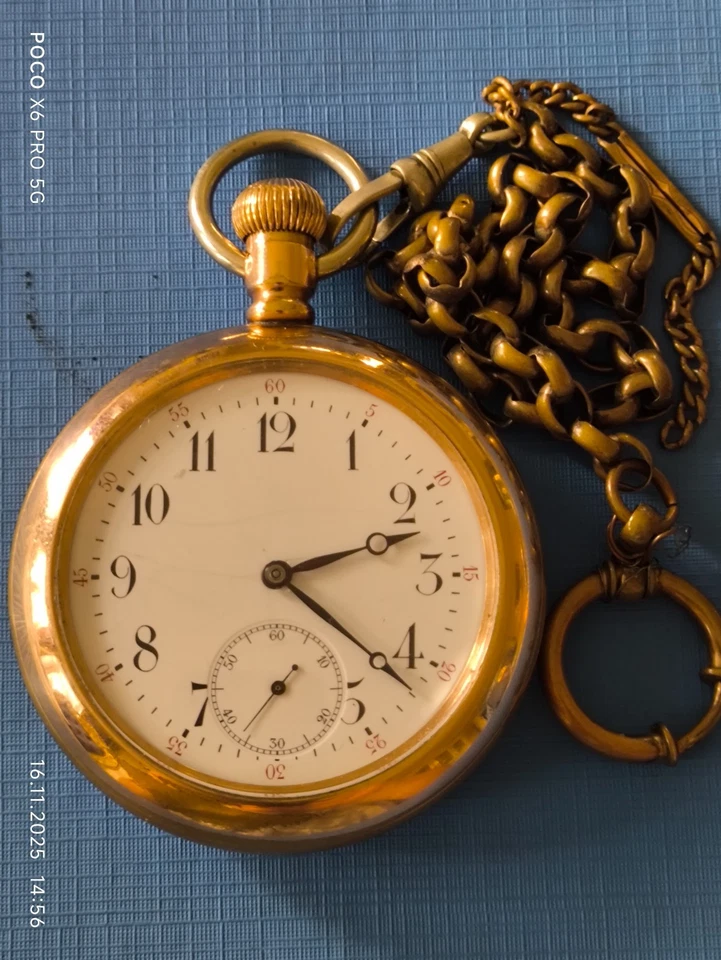 Часы Potcket с золотым покрытием 56 мм в рабочем состоянии - Изображение 1 из 4