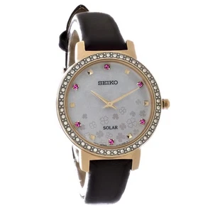 Seiko Solar Women's Crystal Rose Gold Tone Stainless Steel Quartz Watch SUP450 - Picture 1 of 2