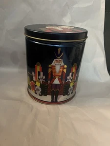 Vtg Holiday Blue Nutcracker Tin 1996 Maurice Lenell Cookie Co. Round Collectible - Picture 1 of 5
