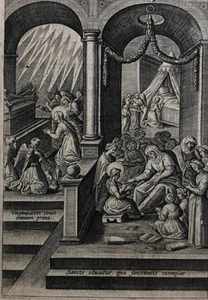 Original Etching Karel van Mallery (1571-1635) Education of the Virgin - Picture 1 of 3