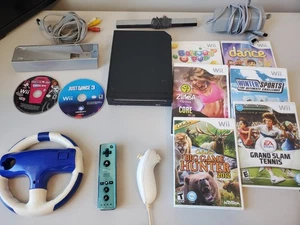 Black Nintendo Wii Console System Bundle w/ 6 Games Nunchuck TESTED!! Balloon - Picture 1 of 9