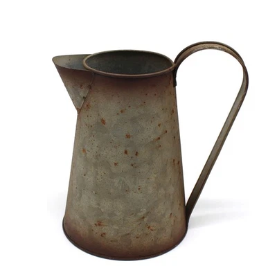 CVHOMEDECO. 7 Inch Galvanized Metal Milk Pitcher, Old Rustic Primitive Wateri... - Image 1 of 4