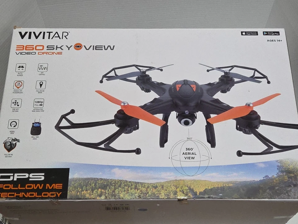 Vivitar 360 Sky View Video Drone Real Time Video GPS Hover HD 360°  Open Box  - Image 1 of 4