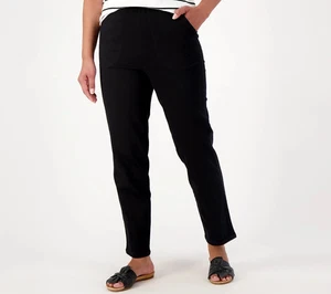 Denim & Co. Pantalón Original Cintura Elastizado Alto Bolsillo Lateral Núcleo/Negro Alto 1X - Imagen 1 de 3