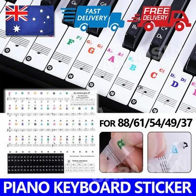 TRANSPARENT Keyboard Piano Stickers 88/61/54/49/37 KEYS Sticker Note For Learner - image 1 of 4