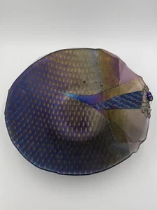 Debra Hall Purple Iridescent Fused Glass Bowl with wire/bead SIGNED - Picture 1 of 8