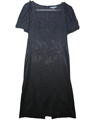 Vestido Antonio Melani Jacquard Satinado Brocado 12 Negro Manga Abullonada Lujo Cachichos Gótico Foto 1 de 4