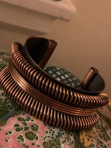 Vintage Solid Copper art Cuff Bracelet 80.4 grams - Picture 1 of 8