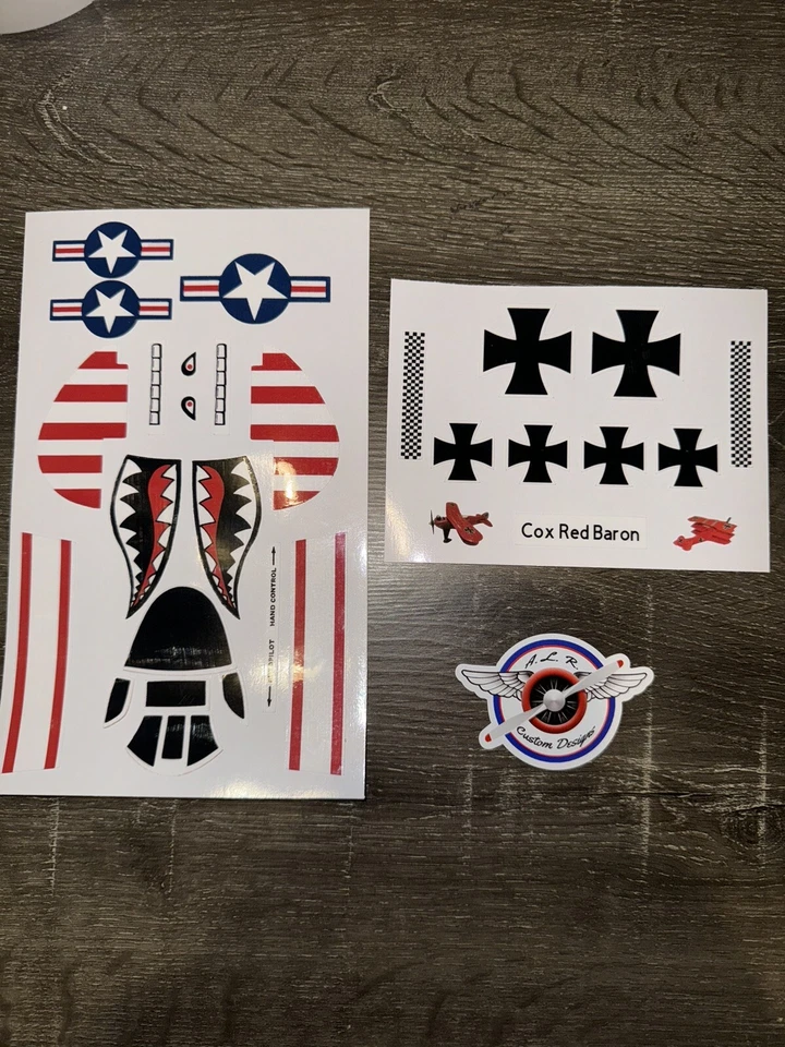 Cox C/L .049 Sure Flyer P-39 Airacobra  Decal Set And DR1 Fokker Reproduction - Image 1 of 1