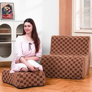 Bean Bag Chair With Footstool Modern Lazy Sofa Chair Bean Bag Chair For Adults L - Picture 1 of 7