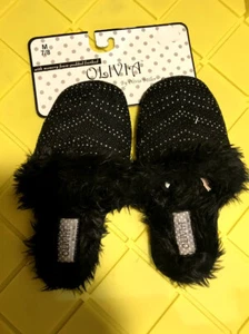 NEW Youth Black Slip on Slippers with Rhinestone (5/6). Warm Kid Boy Girl. NWT - Picture 1 of 2