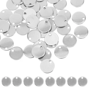 100 Pcs Stainless Steel Disc Jewelry Blank Pendants Blanks Tags for Engraving - Picture 1 of 12