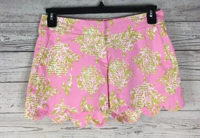 Pantalones Cortos Crown & Ivy Mujer Talla 2 Rosa Verde Floral Dobladillo Vieira Frente Plano Elastizados Foto 1 de 4