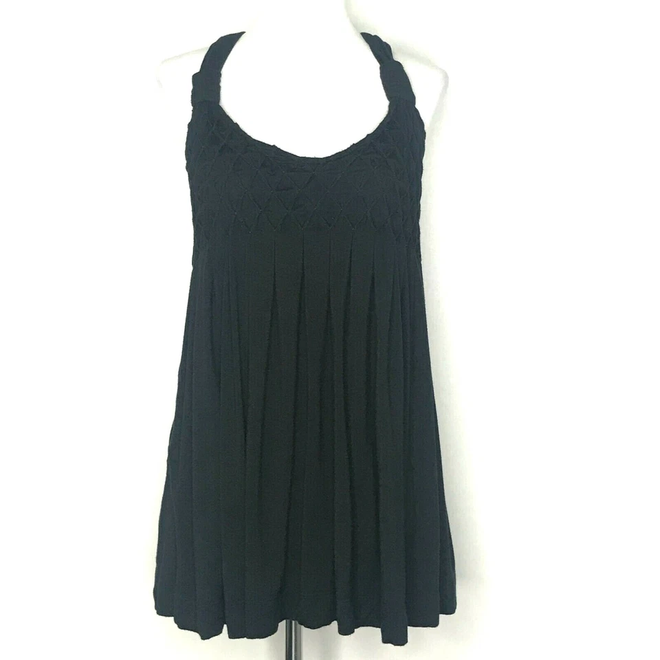 Camisa feminina Lush pequena preta regata blusa sem mangas texturizada racerback - Imagem 1 de 4