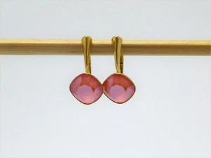 Ohrringe 925 Gold mit Swarovski®-ELEMENTS Square Kristall 10mm lt. Coral - Bild 1 von 5