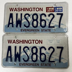 Par de matrículas Evergreen State Washington State AWS8627 EE. UU. - Imagen 1 de 3