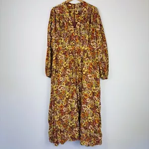 Bohemian Traders Maxi Dress Boho Floral Button Through Long Sleeves Pockets - Picture 1 of 9