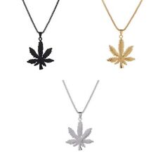 Vintage Titanium Steel Hemp Leaf Pendant Choker Hip Hop Maple Leaf Necklace