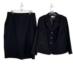 Le Suit Damen Polyester Rock Anzug Größe 16 W schwarz wie Business Cocktail 2-teilig - Bild 1 von 9