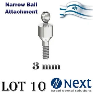 Lot x10 Ball attachment abutment narrow slim platform 2.1 mm titanium 3 mm - Picture 1 of 1